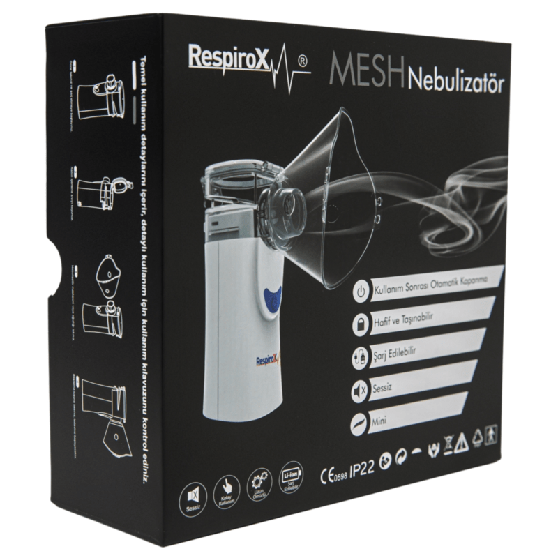 جهاز نيبولايزر، Mesh Nebulizer، جهاز تبخير محمول، جهاز استنشاق، جهاز رذاذ طبي، Nebulizer للأطفال، جهاز تنفس منزلي، RespirOX UN100