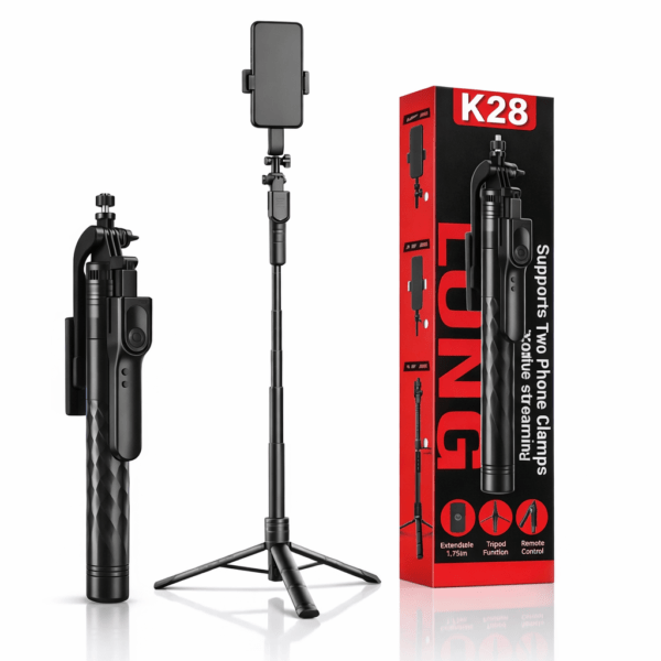 حامل جوال, ترايبود موبايل, حامل تصوير احترافي, حامل جوال بلوتوث, سيلفي ستاند مع ريموت, Tripod Stand K28, Bluetooth Tripod for Phone, Selfie Stick Tripod, حامل تصوير 360 درجة, حامل بث مباشر, حامل جوال مع ريموت, Phone Tripod with Remote, ترايبود قابل للتمديد, حامل تصوير للتيك توك, Professional Phone Tripod, ترايبود k28, k28