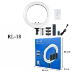 رينج لايت RL-18, إضاءة تصوير 18 إنش, Ring Light RL-18, رينج لايت 3 هواتف, إضاءة صانع المحتوى, معدات تصوير تيك توك, أفضل رينج لايت للبث المباشر, رينج لايت مع ريموت, إضاءة تصوير مكياج احترافية, RL-18 LED Soft Ring Light.