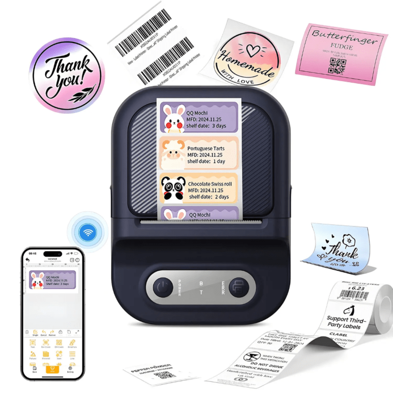 طابعة ملصقات صغيرة, طابعة ملصقات محمولة, mini portable label printer, طابعة باركود ميني, طابعة بلوتوث حرارية, طابعة لاسلكية صغيرة, جهاز طباعة ستيكرات محمول, طابعة JBQ Pinnacle, طابعة الجيب, متجر تكنوفا, تسعير المنتجات المحمولة.