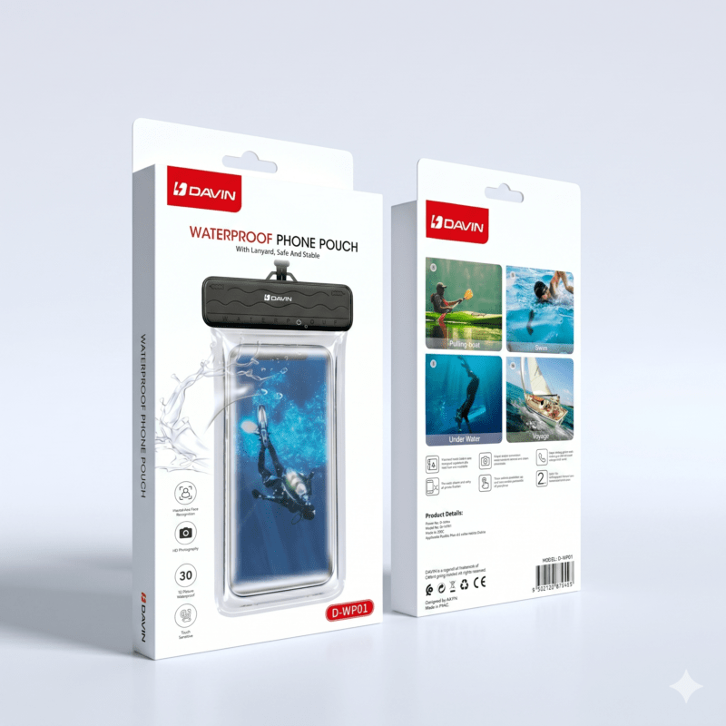 جراب هاتف ضد الماء، حقيبة جوال للسباحة، Waterproof Phone Pouch Davin، حماية الهاتف تحت الماء، إكسسوارات بحر تكنوفا، جراب جوال للتصوير تحت الماء، حقيبة غوص للهاتف، Davin Oman، أفضل جراب ضد الماء 2026