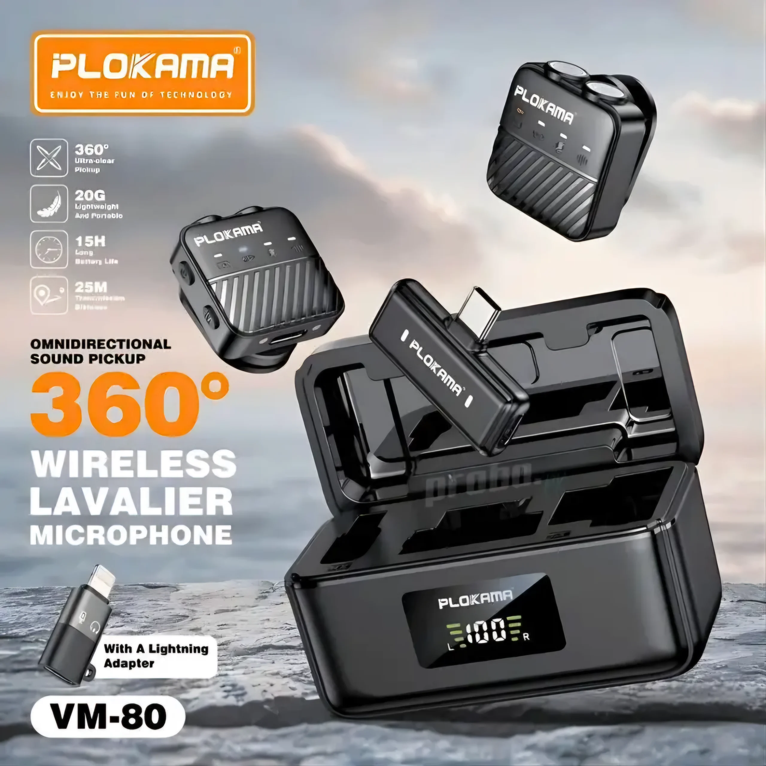 Untitled-design-11-1024x1024 Plokama VM-80, ميكروفون لاسلكي مزدوج, ميكروفون صانع محتوى, ميكروفون لاسلكي للآيفون, ميكروفون إلغاء الضوضاء, ميكروفون تكنوفا, Wireless Lavalier Mic, ميكروفون بلوكاما, أدوات تصوير يوتيوب, ميكروفون مغناطيسي , مايك , مايك لاسلكي للآيفون