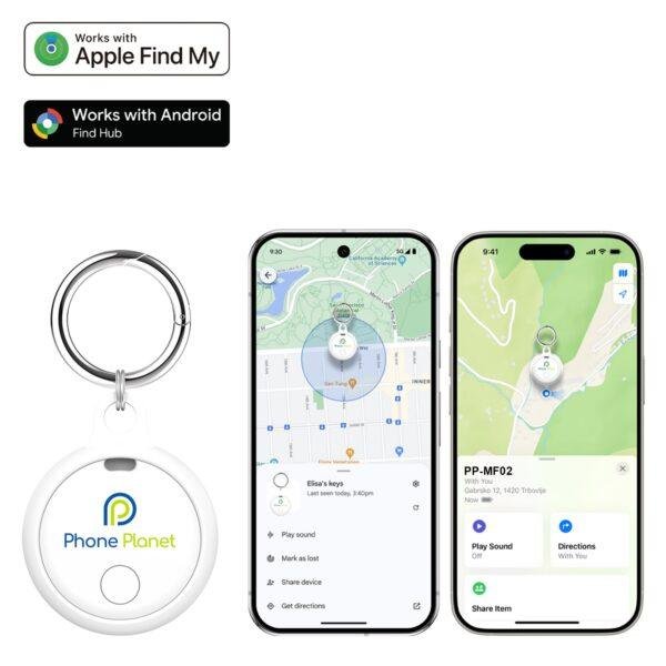 جهاز تتبع ذكي, Phone Planet PP-MF02, متتبع أغراض للآيفون, متتبع أندرويد, بديل ايرتاج, متجر تكنوفا, ميدالية تتبع مفاتيح, جهاز تتبع Apple Find My, جهاز تتبع Google Find My Hub, إكسسوارات ذكية عمان.
